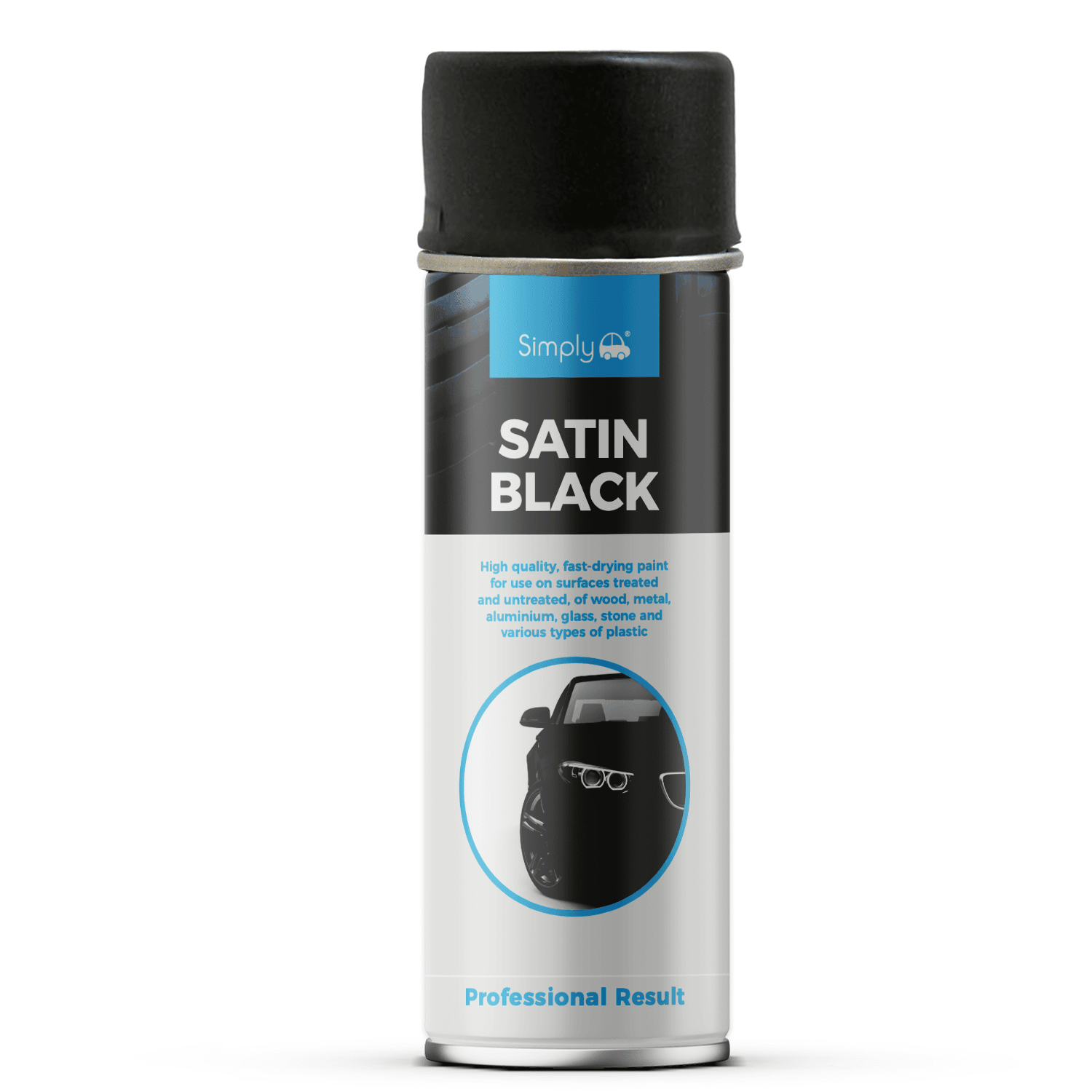 500ml SIMPLY Professional Metal Car SATIN Black Spray Paint Aerosol SP-034