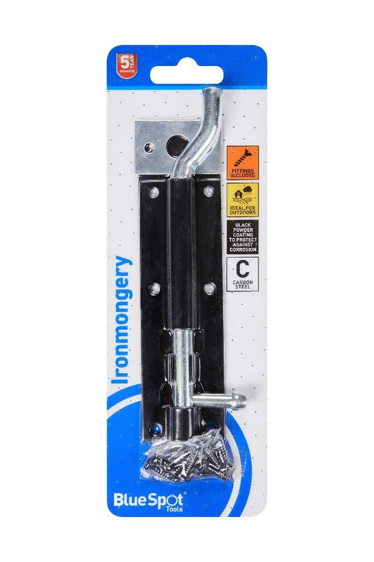 Blue Spot Tools  150mm Black Powder Coated Necked Tower Bolt bsp78060