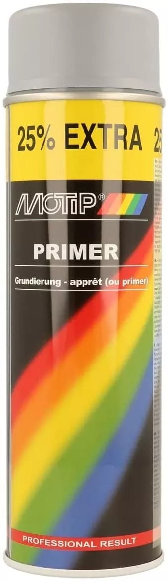 Motip Primer Spray, Proffesional Quality for All Surfaces - Grey - 500 ml