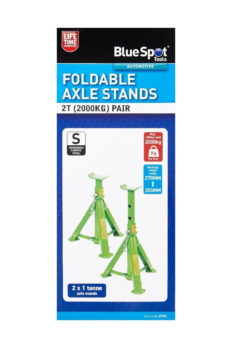 BlueSpot Axle Stands Pair Foldable 2 Ton Tonne 2000kg bsp07991