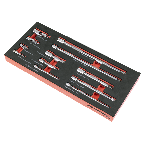 Sealey Wobble Extension Bar Set with Tool Tray 1/4, 3/8, 1/2 Sq Drive