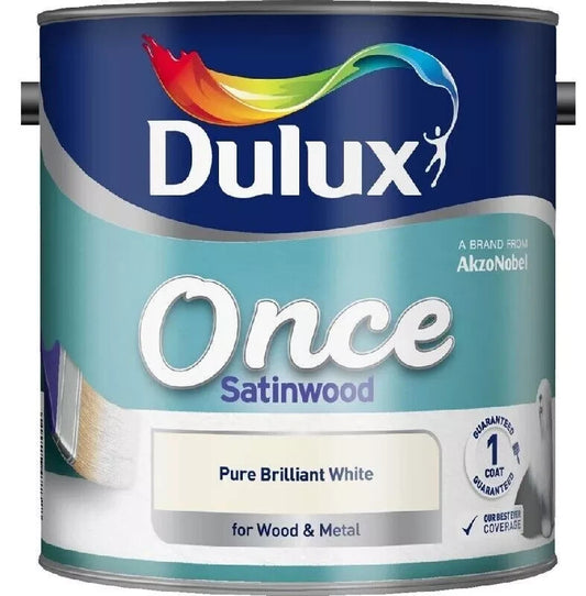 Dulux Once Gloss Pure Brilliant White Paint Wood & Metal Satinwood 750ML