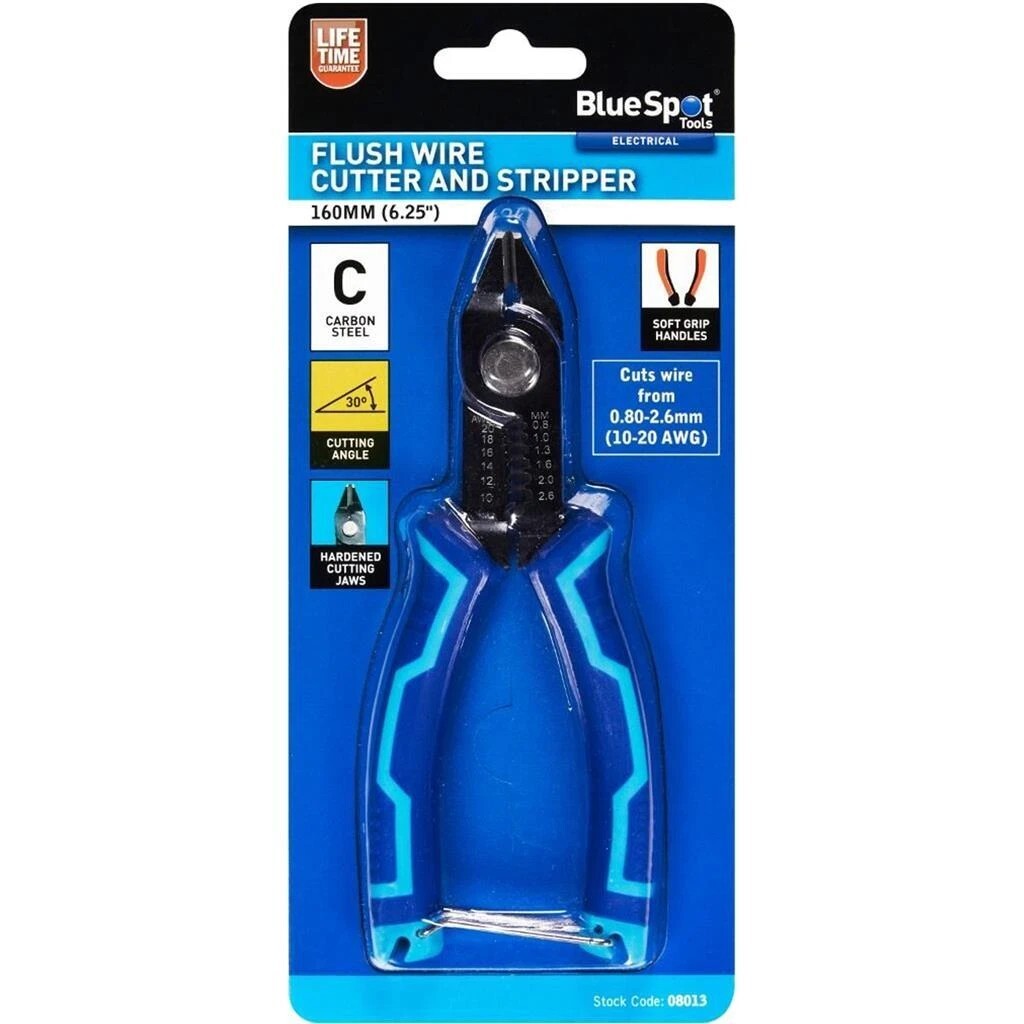 BlueSpot 160mm Precision Flush Wire Side Cutter Stripper Pliers Cable Snips