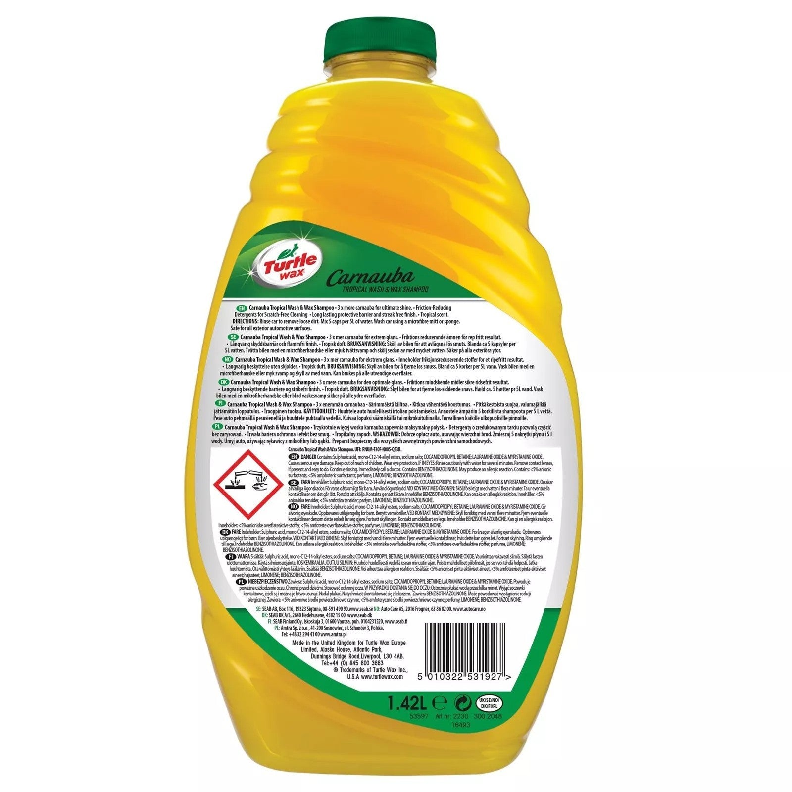 Turtle Wax 53597 Carnauba Wash & Wax 1.42Ltr