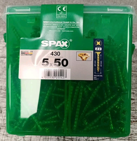 Spax S Self Countersinking Pozi Wood Screws Handy Tub 5mm 50mm Pack of 430