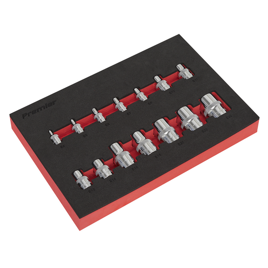 Sealey Trx-Star Socket Set EVA Tray 1/4" 3/8" 1/2" Drive Torx 14pc Premier