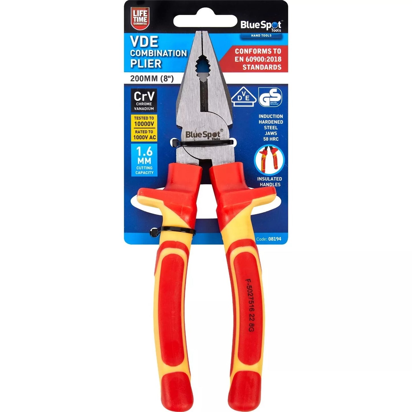 200mm Vde Soft Grip Combination Pliers Wire Cutters Plier Tool 8" 08194