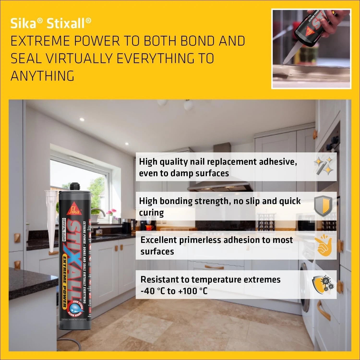 Sika Stixall- White – Extreme Power Sealant And Adhesive – Waterproof – 290 ml