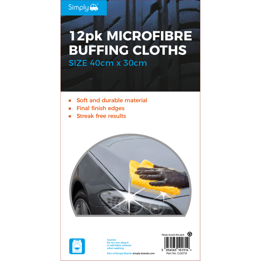 Simply CLE018 - Pack of 12 - Microfibre Buffing & Cleaning Cloths Soft & Durable