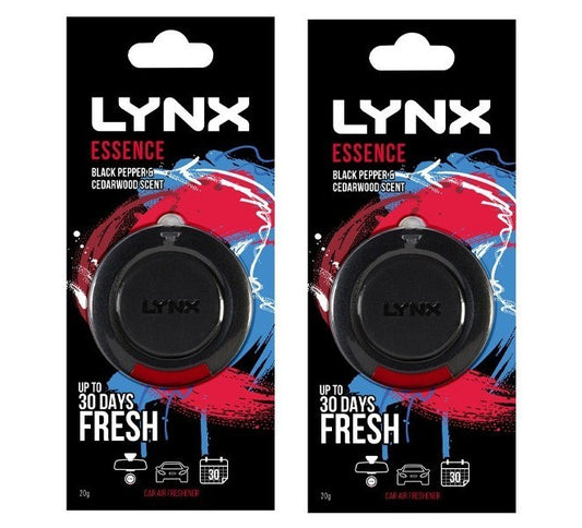 2x Lynx Car Diffuser Twin Set Hanging  Car Air Freshener Freshner Scent -ESSENCE