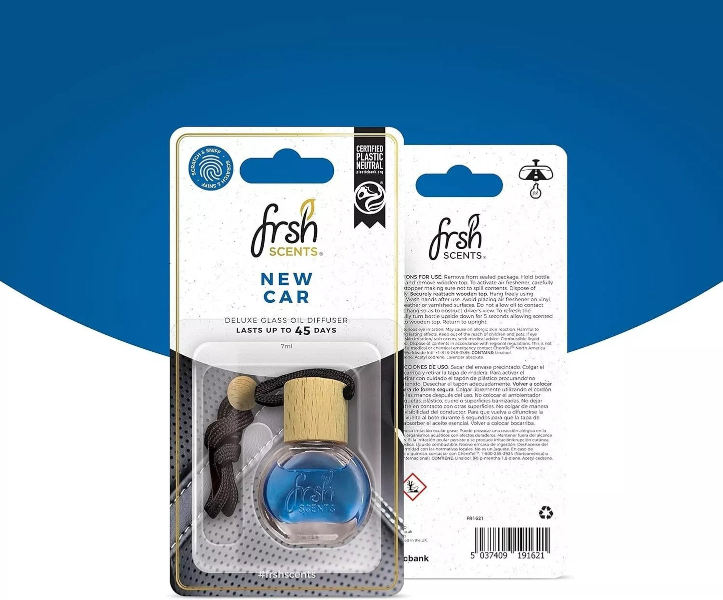 2 x New Car Scent Hanging Deluxe Glass Bottle Air Freshener - Oil Diffuser - NEW