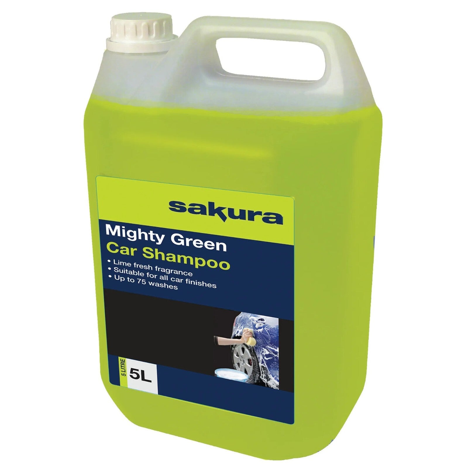 Sakura 5L Mighty Green Car Wash Shampoo– for All Vehicle Paint Finishes-75 Wash