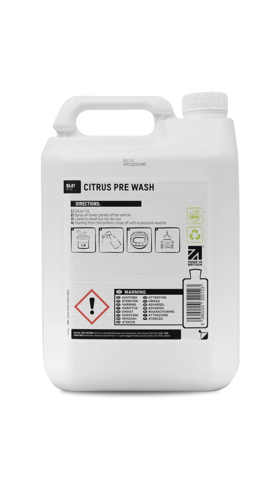 ValetPro Cirtus Pre Wash 5 litres EC1-5L for For Lance and Pump Sprayer