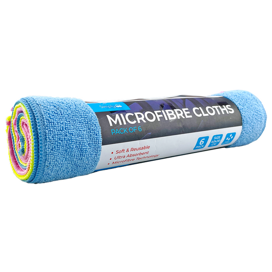 6 x Large Microfibre Cloths Car Cleaning Valeting Waxing Detailing Polishing Dry