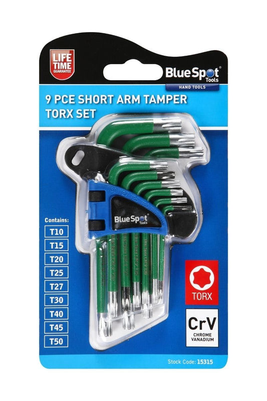 BlueSpot 9pc  Tamper Torx Allen Key Security Wrench T10 - T50 Set BSP15315