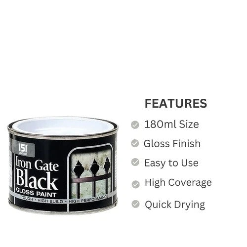 151 Coatings High Performance Iron Gate Black Gloss Paint 180ML