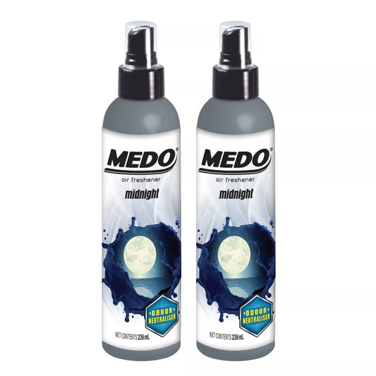 2 x Medo Pump Spray Odour Neutraliser Car Air Freshener Scent- Midnight
