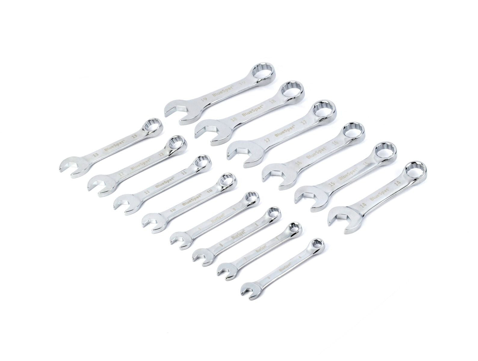 BlueSpot 14Pcs Metric Stubby Spanner Set Supplied in EVA Foam Tray 6-19mm