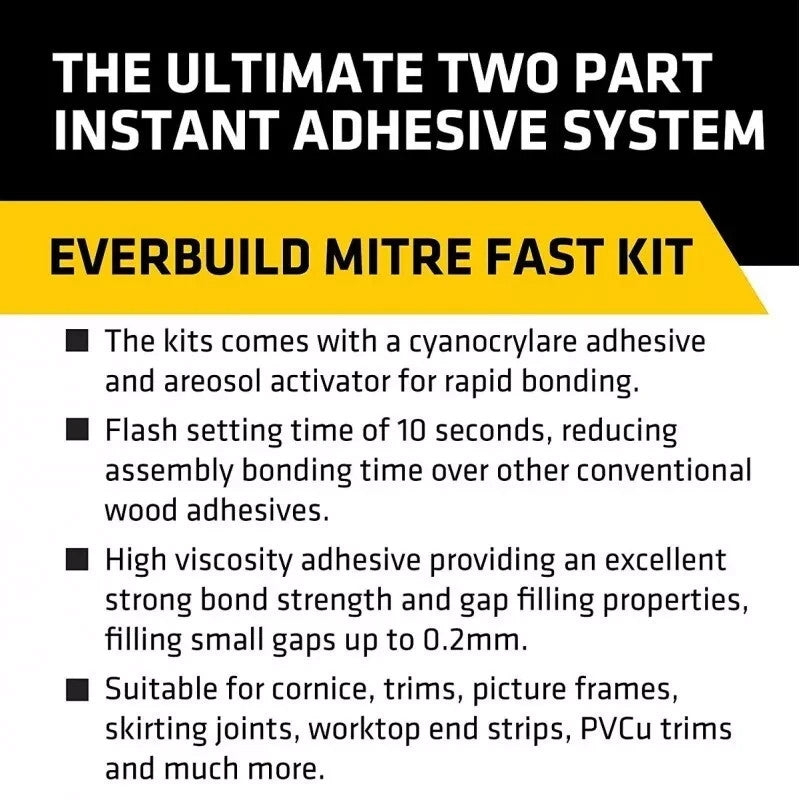 EVERBUILD MITRE FAST BONDING KIT STD SUPER GLUE 50g & ACTIVATOR 200ML