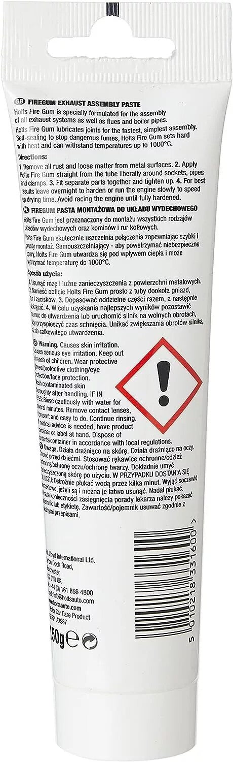 Holts Firegum Exhaust Silencer Pipe Assembly Paste Sealant Jointing 150g TH221