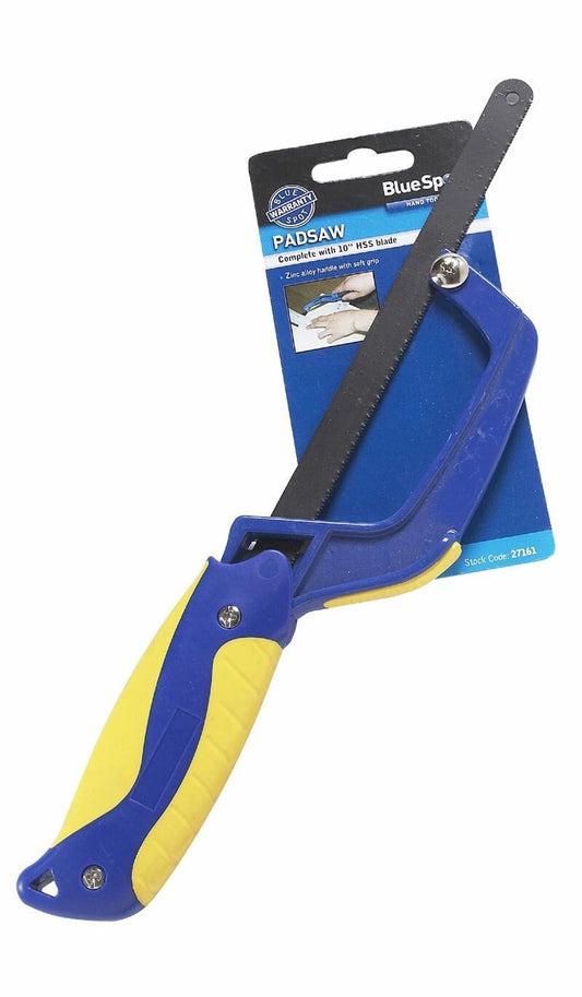 Blue Spot Tools 250mm (10") Mini Hacksaw, Padsaw, Soft Grip handle 27161