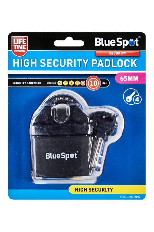 65mm High Security Closed Shackle Padlock Steel Chain Door Lock 4 Keys 77040