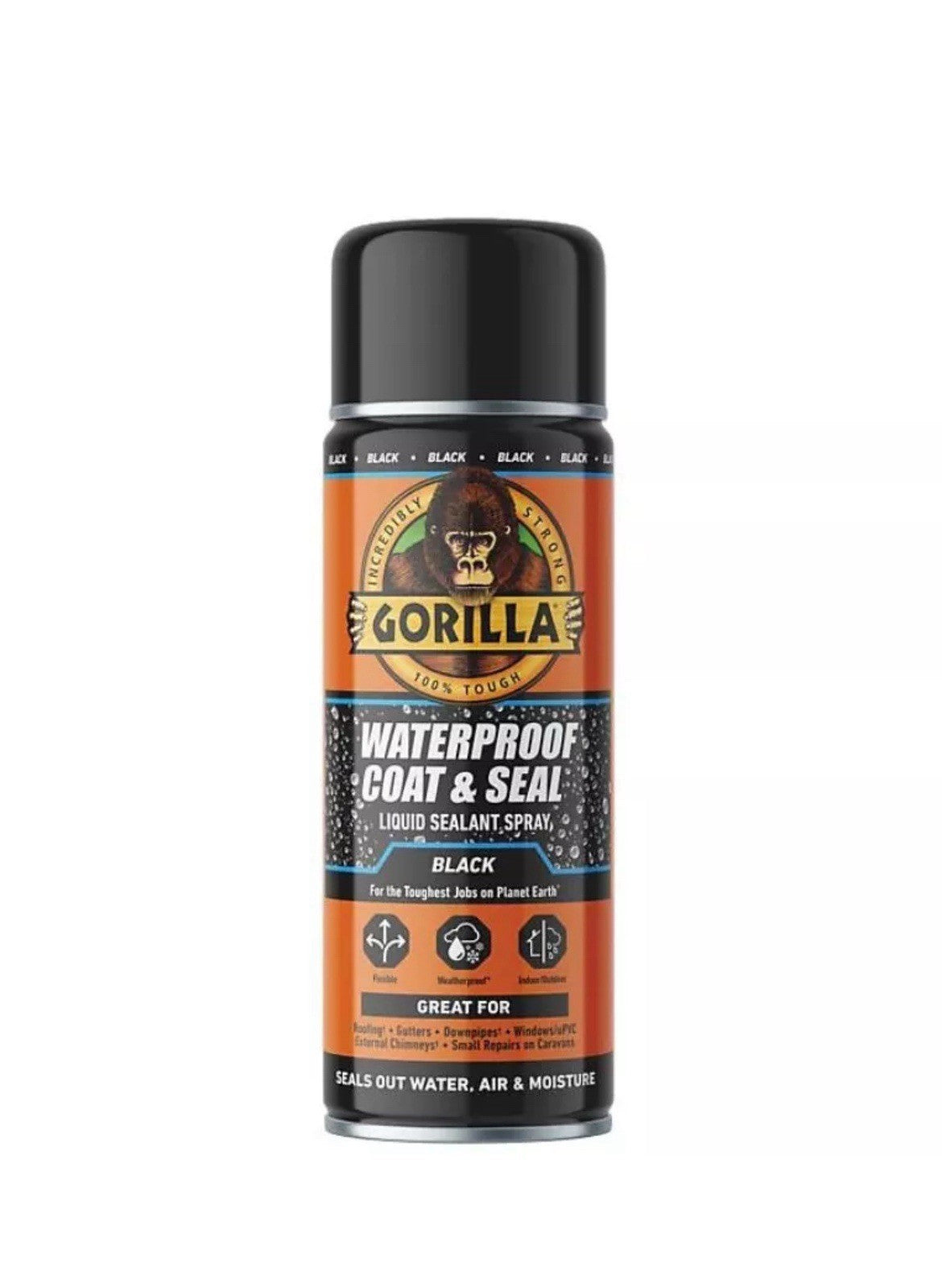 Gorilla Glue Waterproof Coat & Seal Spray Black Flexible Liquid Sealant 450ml