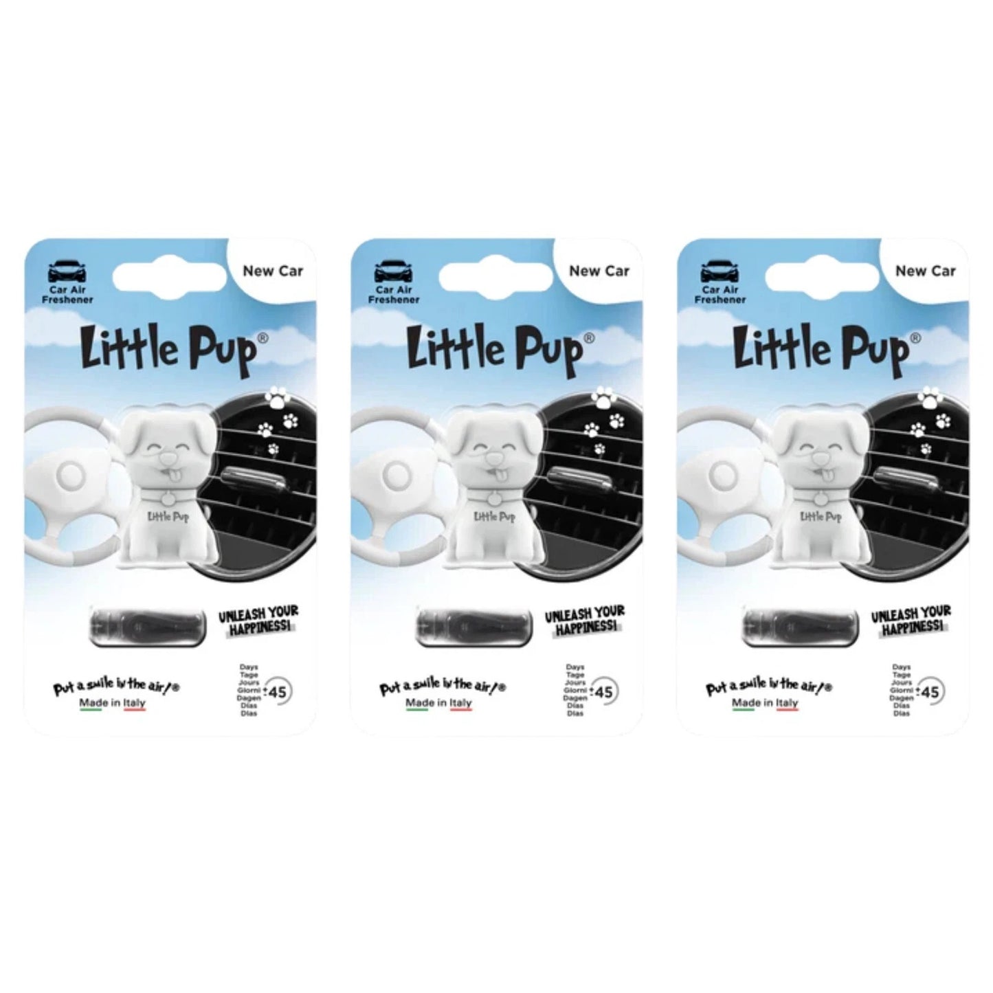 3x Little Pup Scents 3D Gel Vent Clip Car Air Freshener Freshner - New Car