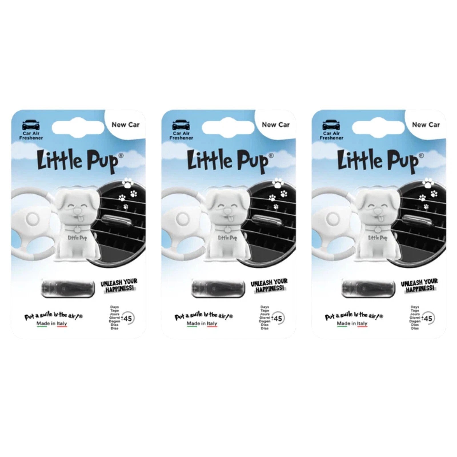 3x Little Pup Scents 3D Gel Vent Clip Car Air Freshener Freshner - New Car