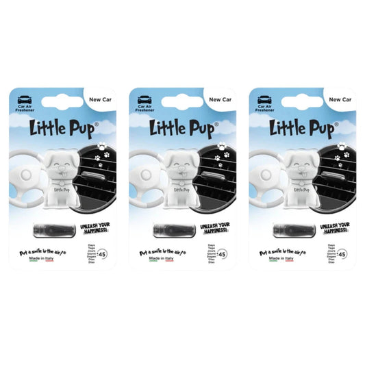 3x Little Pup Scents 3D Gel Vent Clip Car Air Freshener Freshner - New Car