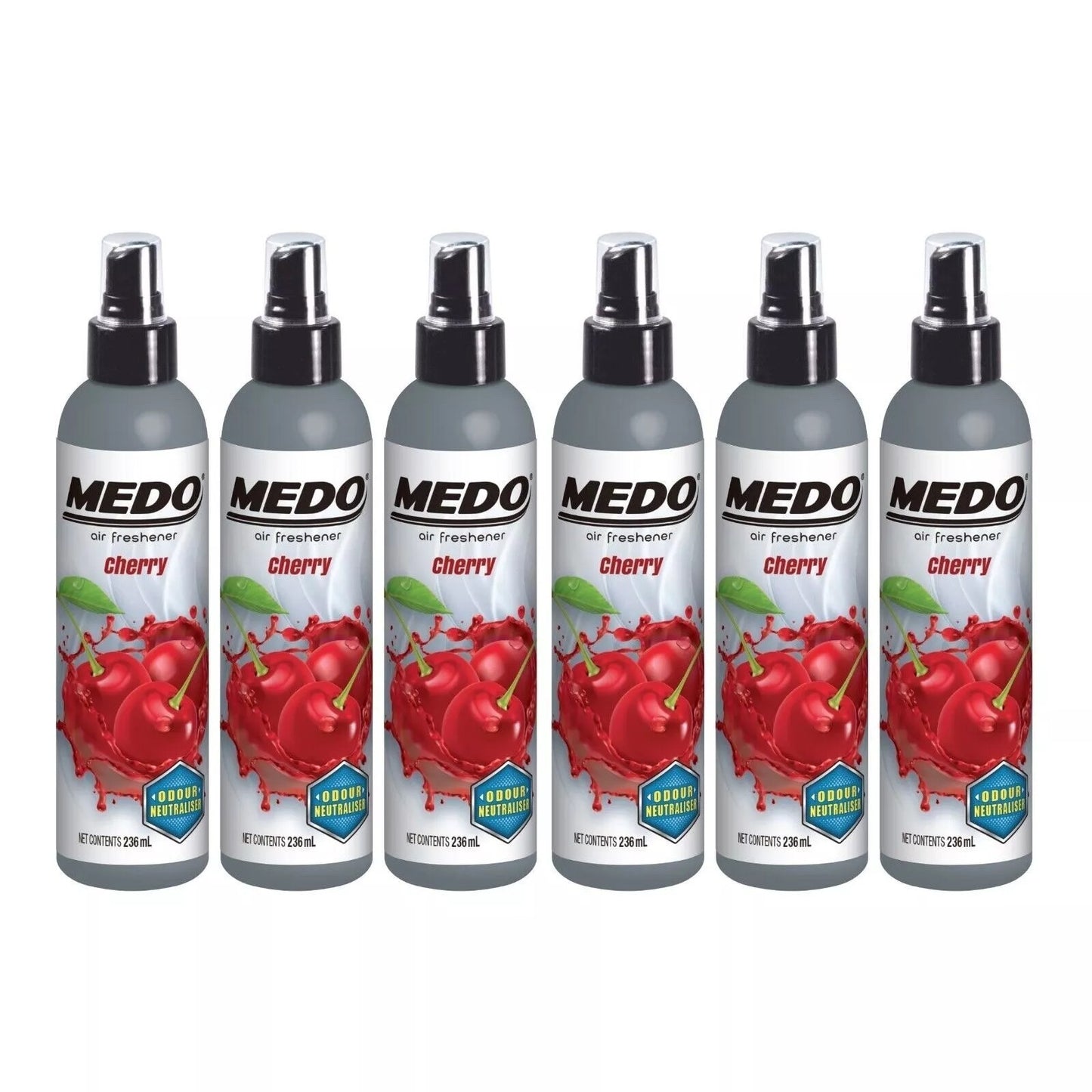 6 x Medo Pump Spray Odour Neutraliser Car Air Freshener Freshener Scent - CHERRY