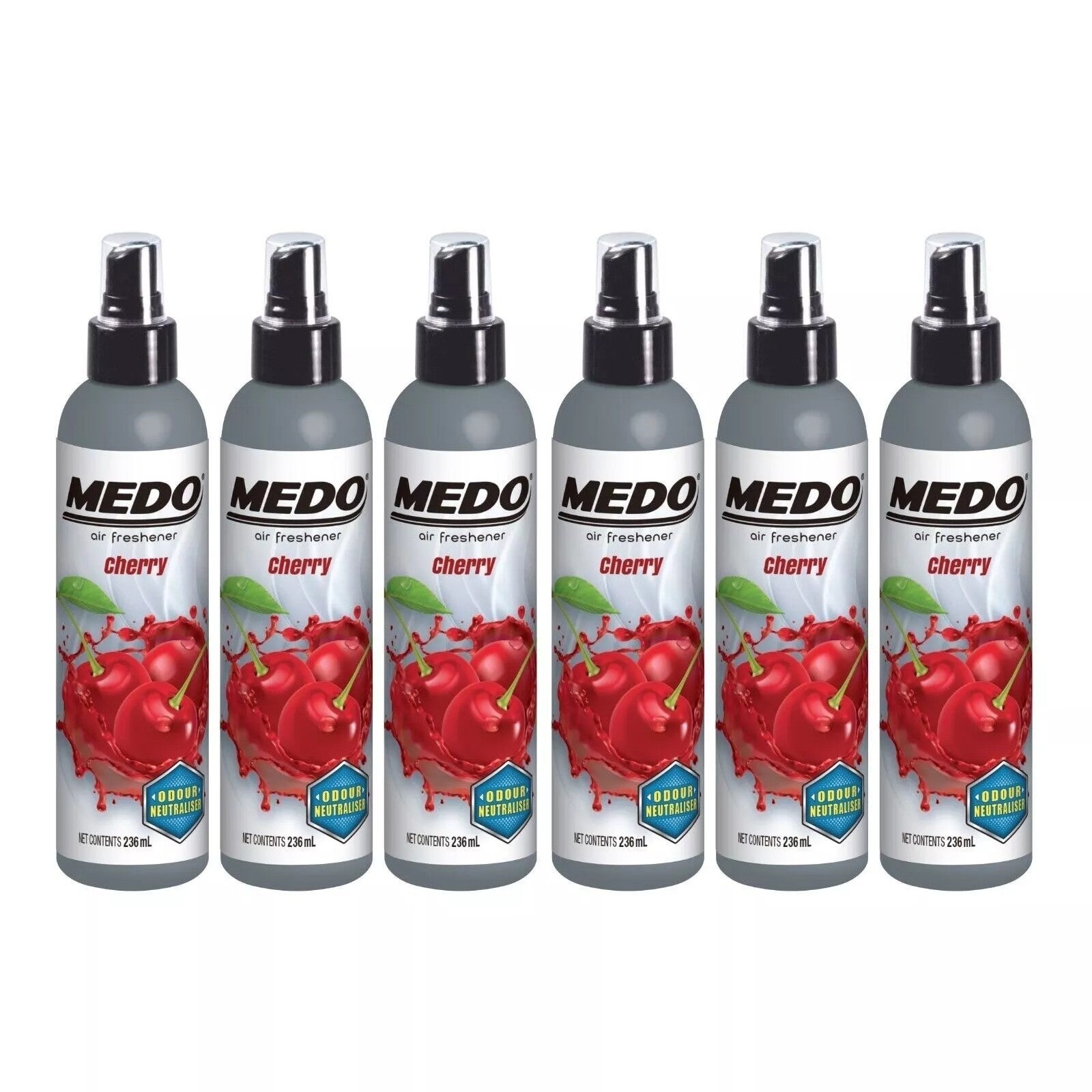 6 x Medo Pump Spray Odour Neutraliser Car Air Freshener Freshener Scent - CHERRY