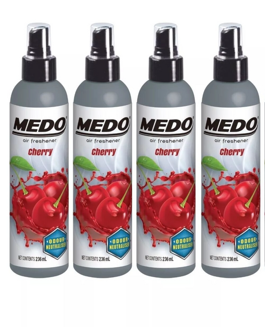 4 x Medo Pump Spray Odour Neutraliser Car Air Freshener Scent - Cherry