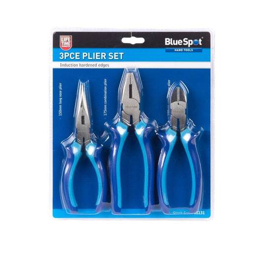 BlueSpot 3 Piece Plier Set - Combination, Long Nose, Side Cutting bsp08131