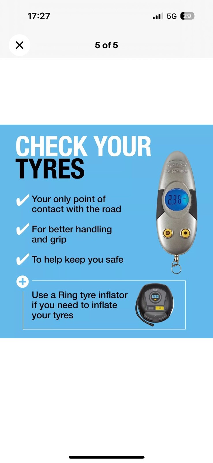 New Ring Digital Tyre Pressure & Tred Depth Gauge With Led & Storage Case RTG6