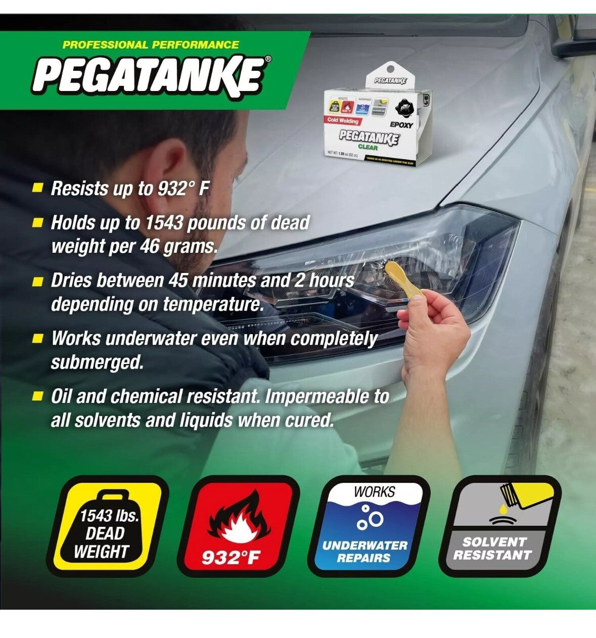 Pegatanke CLEAR Professional Cold Weld 2 Part Super Strong Epoxy Resin Glue
