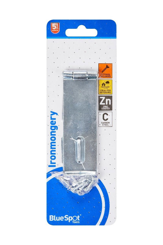 Blue Spot Tools Ironmongery 152mm Zinc Plated Hasp and Staple bsp78055