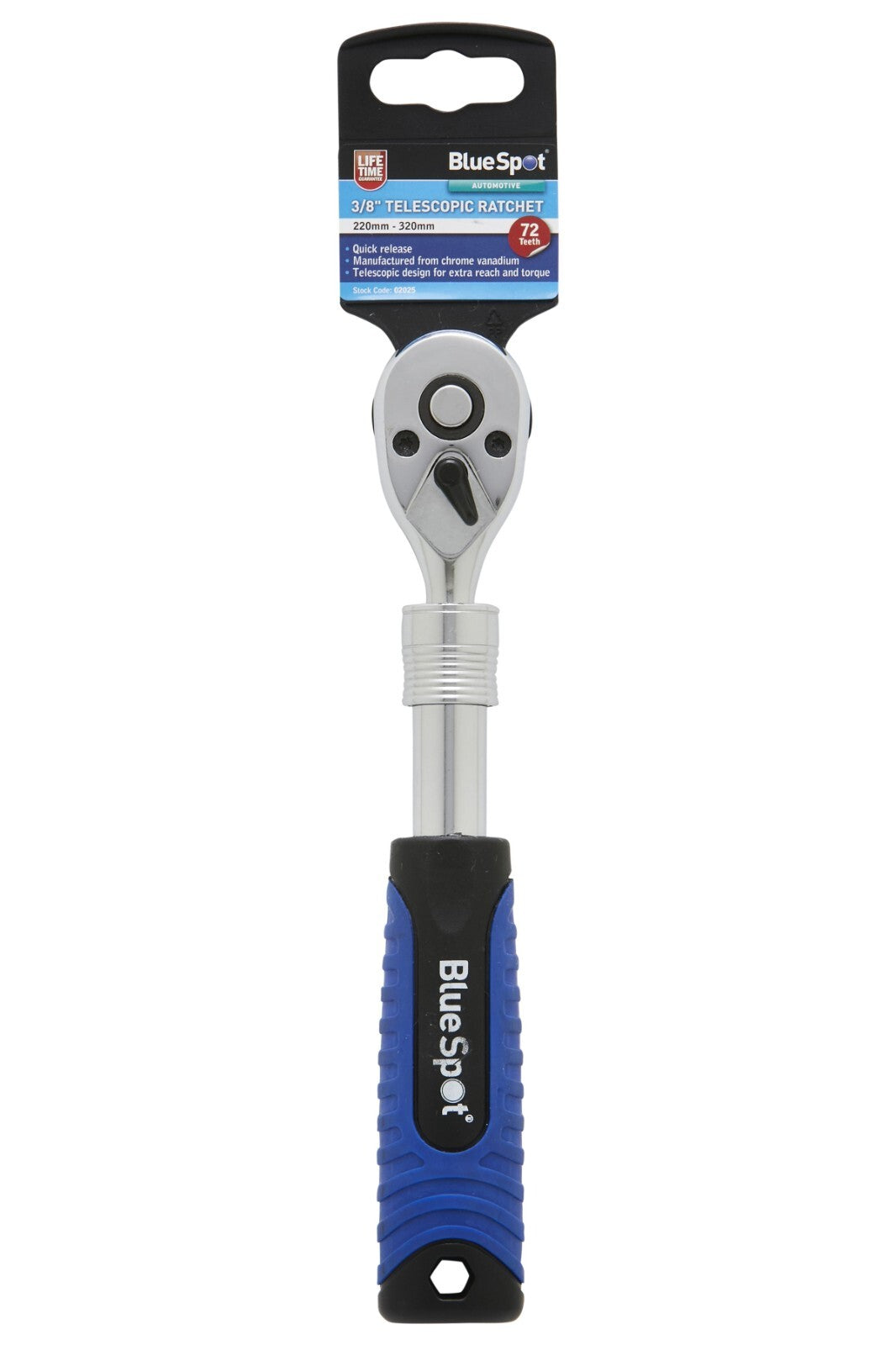 BlueSpot Socket Extendable Telescopic Ratchet Handle Quick Release 72 Teeth 3/8"