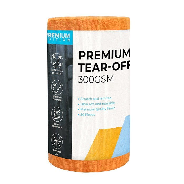 Premium Extra Thick 300GSM , Microfibre Tear-Off Cloth Roll 50 pcs, 30cm x 40cm