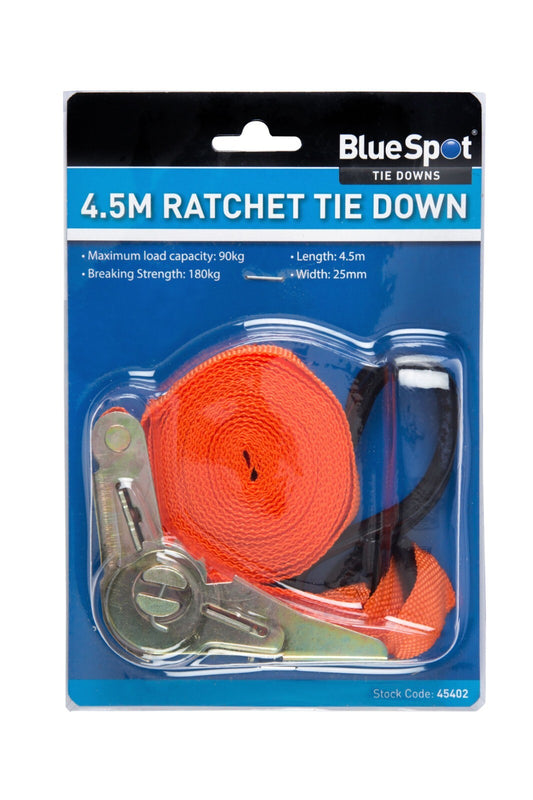 Ratchet Tie Down 25mm x 4.5m 15ft 45402 Bluespot Tools Single