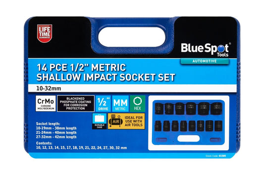 14pc Metric Shallow Impact Socket Sockets Set 10mm - 32mm 1/2" Drive 01585