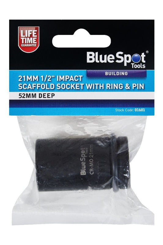 Blue Spot Tools 21mm Impact 1/2''D Scaffold Socket with Ring & Pin 01601