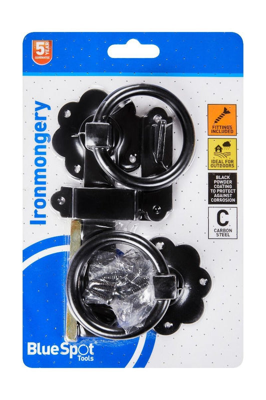 Blue Spot Tools Ironmongery 152mm Black Powder Coated Ring Latch bsp78018