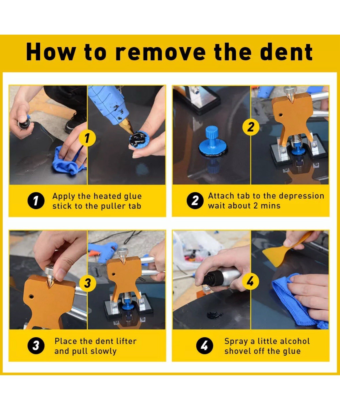 19pcs Car Paintless Dent Removal Kit Repair PDR Glue Puller Tabs UK