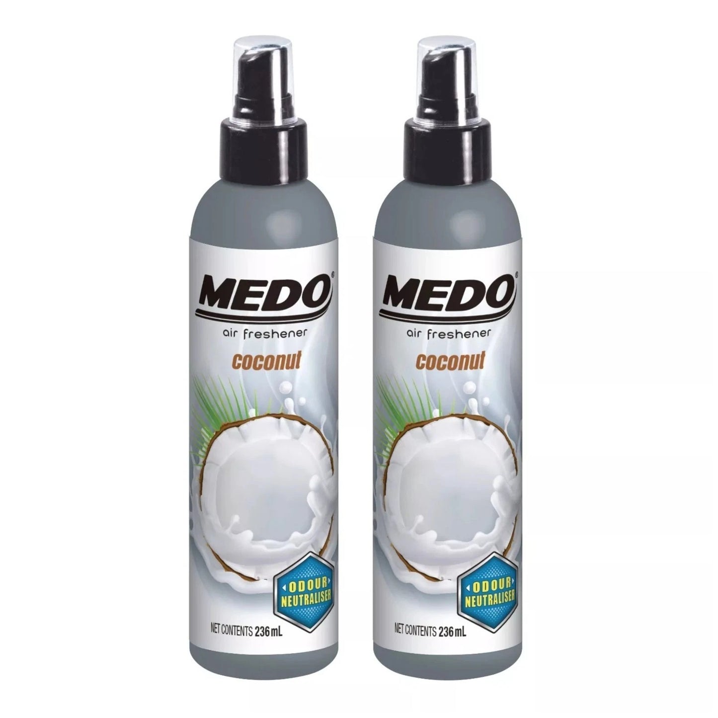 2 x Medo Pump Spray Odour Neutraliser Car Air Freshener Scent- Coconut
