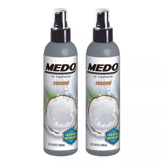 2 x Medo Pump Spray Odour Neutraliser Car Air Freshener Scent- Coconut