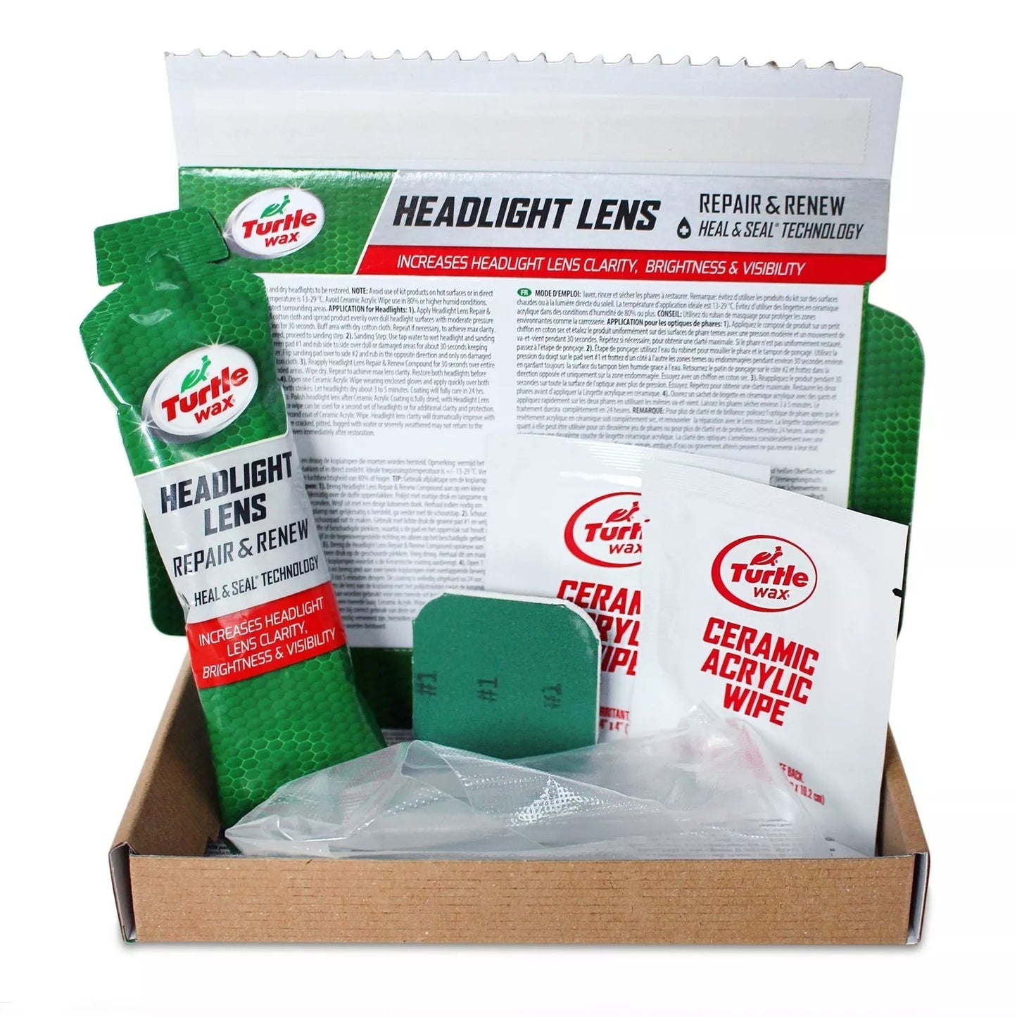 Turtle Wax 53692 Headlight Restorer Car Headlamp Ceramic Polish Cleaner Kit