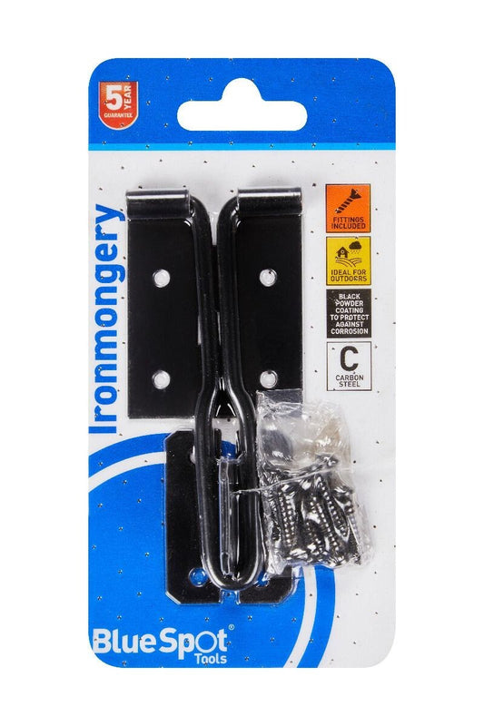 Blue Spot Tools 152mm Black Powder Coated Wire Hasp and Staple bsp78051