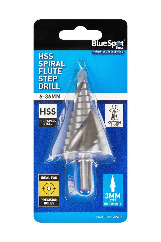 BlueSpot Step Cone Drill Bit HSS Spiral Flute 4-20mm BSP20519
