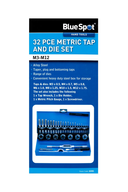 BlueSpot  tools 32 Piece Metric Tap and Die Set (M3-M12) 22301